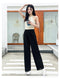 Img 6 - Summer Wide Leg Culottes Korean High Waist Loose Thin Ice Silk Drape Straight Casual Women Pants