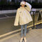 IMG 109 of Stand Collar Thick Alphabets Jacket Women Loose Korean Petite Sweatshirt Outerwear