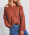 IMG 126 of Europe Women Solid Colored Loose Oblique Collar Short Tops Long Sleeved Knitted Sweater Outerwear