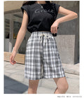IMG 115 of Shorts Women Summer Loose High Waist Mid-Length Pants Hong Kong Straight Thin Chequered ins Shorts