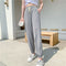 Ice Silk Wide Leg Pants Women Summer Student Korean High Waist Drape Loose All-Matching Thin Floor Length Jogger Length Pants