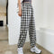 Img 1 - Loose High Waist Chequered Slim Look Elegant Non Belt Jogger Casual Long Pants Wide Leg Women