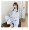 IMG 198 of Popular Streaming Pajamas Women Lapel Cotton Long Sleeved Trendy Western Cardigan Loungewear Sets Sleepwear