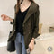 Women Korean Loose BF Hooded Windbreaker Mid-Length Casual Long Sleeved Cardigan Outerwear