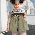 Img 2 - Cotton Casual Shorts Women Loose Summer High Waist Korean Student Wide Leg Slim Look A-Line Cargo Hot Pants