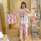 Pajamas Three-Piece Women Summer Sets Loose Short Sleeve Shorts Long Pants Plus Size Cartoon Korean Loungewear Sleepwear