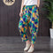 Img 1 - Summer Vintage Chiffon Three Quarter Casual Pants Women Loose Printed Straight Wide-legged