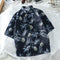 Summer ins Korean Shirt Street Style High bf Vintage Loose Dye Long Sleeved Men Outerwear