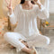 insPopular Streaming Solid Colored Pajamas Women Princess Long Sleeved Outdoor Loungewear Sleepwear