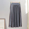 Img 7 - Gold Skirt Women Pleated A-Line High Waist Mid-Length Slim Look Elegant Flare Skirt