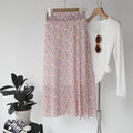Img 8 - Mori Fresh Looking Elastic High Waist Floral Mid-Length Chiffon Skirt
