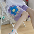 Img 4 - Casual Pants Women Summer Cotton Breathable Printed Trendy Bermuda Shorts Korean High Waist Wide-legged