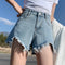 Img 3 - All-Matching Blue Denim Shorts Women Summer Korean Tall Look Slim Look Loose Pants A-Line Student Hot Trendy