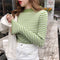 IMG 109 of Half-Height Collar Striped Sweater Women Loose Pullover All-Matching Korean Undershirt Tops Outerwear