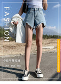Img 7 - All-Matching Blue Denim Shorts Women Summer Korean Tall Look Slim Look Loose Pants A-Line Student Hot Trendy