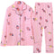 Cardigan Pajamas Women Lapel Long Sleeved Loungewear Student Sweet Look Cartoon Two-Piece Sets Sleepwear