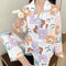 Popular Streaming Pajamas Women Lapel Cotton Long Sleeved Trendy Western Cardigan Loungewear Sets Sleepwear