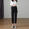 Img 8 - Suit Pants Women Thin Loose Black Harem High Waist Slim Look Petite Three Quarter Straight Casual