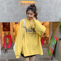 IMG 106 of Thin BFLoose Mid-Length Student Long Sleeved Sweatshirt Women Alphabets Printed Tops Outerwear