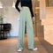 IMG 137 of Casual Suits Floor Length Pants Women Summer Korean High Waist Slim Look Thin Straight Drape Loose Wide Leg Pants