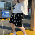 Img 2 - Summer High Street Trendy Graffiti Cargo Shorts Men Hip-Hop Loose Straight Casual knee length