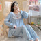 Img 4 - Long Sleeved Pajamas Women Cotton Round-Neck Lace Loungewear Sets Loose Plus Size Adorable