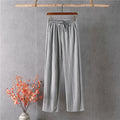 Img 7 - Slim Look Long Pants Loose Elegant High Waist Ice Silk Drape Straight Floor Length Wide Leg Women