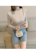 IMG 138 of Korean Office Slim Look Solid Colored Under Stand Collar Sweater Women Outerwear