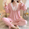 Img 2 - insPopular Streaming Solid Colored Pajamas Women Princess Long Sleeved Outdoor Loungewear