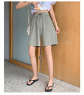 IMG 127 of Casual Shorts Women Summer Loose High Waist Thin Outdoor Home Black Ice Silk Wide Leg Mid-Length Pants Shorts
