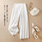 Img 1 - Loose Art Cotton Blend Wide Leg Pants Culottes Women Vintage Solid Colored Summer Casual Length