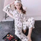 ins Long Sleeved Cardigan Replica Women Pajamas Lapel Silk Loungewear Sets Sleepwear