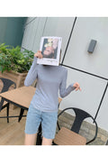 IMG 148 of Korean Office Slim Look Solid Colored Under Stand Collar Sweater Women Outerwear