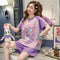 Pajamas Women Summer Short Sleeve Korean Student Thin Plus Size Adorable Cartoon Outdoor Loungewear Sets Sleepwear