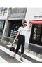 IMG 130 of Ripped Denim Pants Women High Waist Straight Ankle-Length Pants bfLoose Carrot Baggy Pants