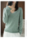 IMG 134 of Women Pullover Slim Look Solid Colored Long Sleeved V-Neck Undershirt Sweater Outerwear