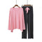 Color-Matching Long Sleeved Pajamas Women Sweet Look Loose Plus Size Loungewear Free Sleepwear