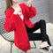 Img 5 - Korean Puff Sleeves V-Neck Sweater Cardigan Women Loose Lazy Solid Colored