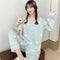 Popular Streaming Pajamas Women Lapel Cotton Long Sleeved Trendy Western Cardigan Loungewear Sets Sleepwear