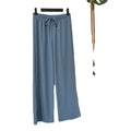 Img 5 - Ice Silk Wide Leg Floor Length Casual Women Summer High Waist Drape Solid Colored Knitted Straight Jeans