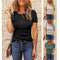 Img 1 - Europe Hot Selling Loose U-Neck Button T-Shirt Women Short Sleeve Tops