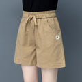 Img 4 - Cotton Shorts Women Summer Bermuda Thin Loose High Waist Slim Look Wide Leg Pants Casual