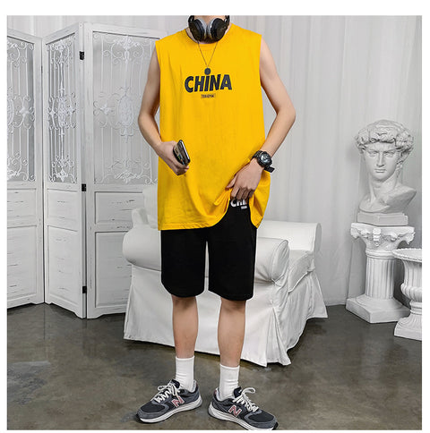 IMG 149 of Men Tank Top Trendy Hip-Hop Handsome Summer Young Sporty Vest Undershirt Tops Thin Printed te Tank Top