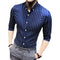 Img 5 - Striped Shirt Men Three-Quarter Length Sleeves Short Sleeve Korean Handsome Trendy Slim Look Summer Casual Men Shirt