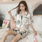 Summer INS Short Replica Women Pajamas Outdoor Silk Pants Sets Sweet Look Cardigan Loungewear Sleepwear