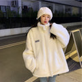 IMG 110 of Stand Collar Thick Alphabets Jacket Women Loose Korean Petite Sweatshirt Outerwear