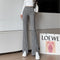 Img 4 - Splitted Casual Pants Women Alphabets High Waist Slim Look Drape Ice Silk Wide Leg Western insLong