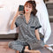 Pajamas Women Summer Silk Sets Short Sleeve Long Pants Black Bear Adorable Cartoon Korean Home Sleepwear