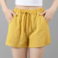 Img 7 - Striped Cotton Shorts Short Wide Leg Women Pants Summer Loose Pocket Elastic Waist