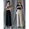 Img 2 - Wide Leg Pants Women High Waist Drape Ice Silk Summer Loose Straight Thin Student